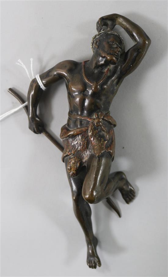 A Franz Bergman cold painted bronze of a fallen warrior 6in.